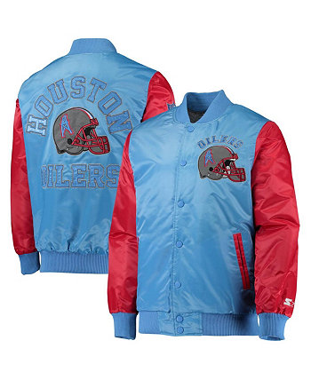 Мужская голубо-красная атласная университетская куртка Houston Oilers Locker Room с застежкой на кнопках Starter