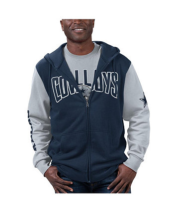 Мужской комбинированный комплект из темно-синей и серебристой футболки Dallas Cowboys и толстовки с молнией во всю длину G-III Sports