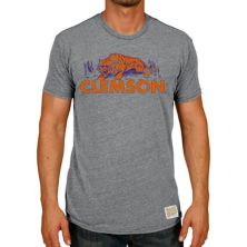 Мужская оригинальная ретро-брендовая серая футболка с перьями Clemson Tigers Vintage Tri-Blend Original Retro Brand