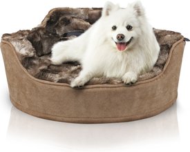 Precious Tails Princess Faux Fur Bolster Cat & Dog Bed with Removable Cover Precious Tails