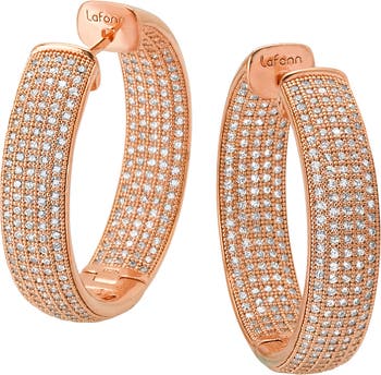 Серьги-кольца из розового золота и стерлингового серебра с искусственным бриллиантом наизнанку LaFonn