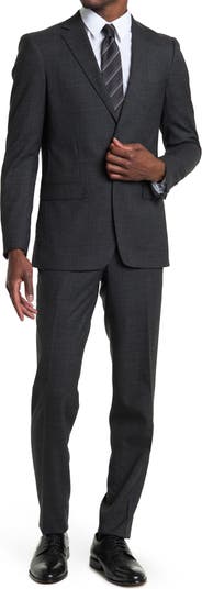 Серый костюм на двух пуговицах с текстурной отделкой и вырезом на лацканах Zanetti