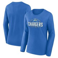 Women's Fanatics Branded Powder Blue Los Angeles Chargers Plus Size Foiled Play Long Sleeve T-Shirt Fanatics