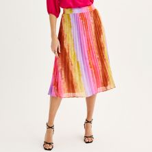 Women's Nine West Pleated Chiffon Rainbow Tie Dye Midi Skirt Nine West