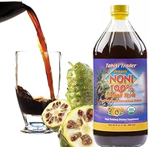 Tahiti Trader Island Style High Potency Noni Juice - Pure Noni Fruit Juice Fermented to Vinegar - Organic Antioxidant Superfood Juice Supporting Energy & Body Health - (32oz, 1 Pack) Tahiti Trader