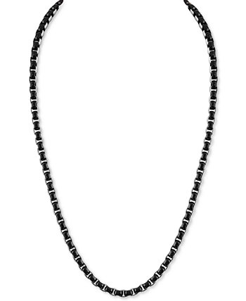 Мужское двухцветное колье-цепочка Box Link 22 дюйма из нержавеющей стали с черным ионным покрытием Macy's