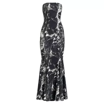 Marble Strapless Fishtail Gown Norma Kamali