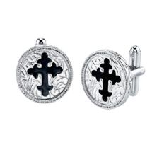 Серебряные запонки с крестиком "Символы веры" Symbols of Faith