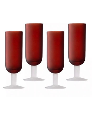 Jay Import Red and White Flute Glasses, Set of 4 JAY IMPORTS