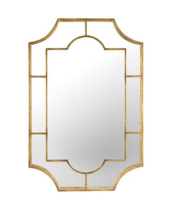 Настенное зеркало в металлической раме в стиле ар-деко, золотистый тон Creative Co-op