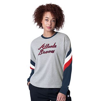 Women's Starter Heather Gray Atlanta Braves Triple A Fashion Color Block Long Sleeve Top Starter