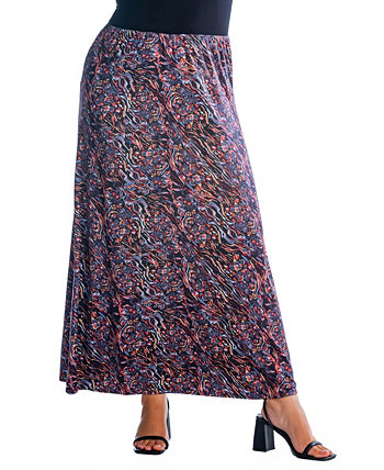 Плюс размер Макси-юбка-трапеция с абстрактным цветочным принтом 24Seven Comfort
