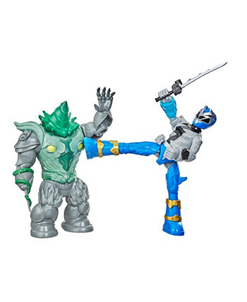 Dino Fury Battle Attackers Синий Рейнджер против Шокхорна Power Rangers