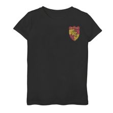 Футболка с изображением герба Гарри Поттера Гриффиндора и эмблемы на груди для девочек 7-16 лет Harry Potter