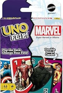 Mattel Games ​UNO Flip! Marvel Card Game for Kids, Adults & Family Night with Double-Sided Cards, Heroes vs. Villains Mattel Games