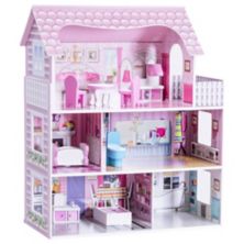 28 Inch Pink Dollhouse with Furniture Slickblue