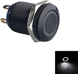 ESUPPORT Black Case 12mm Blue LED Light 2A Momentary Push Button Switch Stainless Waterproof Car Boat Esupport