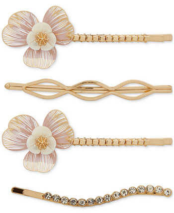 4 шт. Набор заколок для волос с золотистым паве и ажурным цветком Lonna & lilly