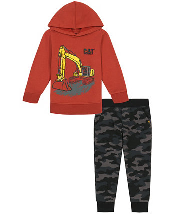 Флисовая толстовка с капюшоном и джоггеры с логотипом Little Boys, комплект из 2 предметов Caterpillar