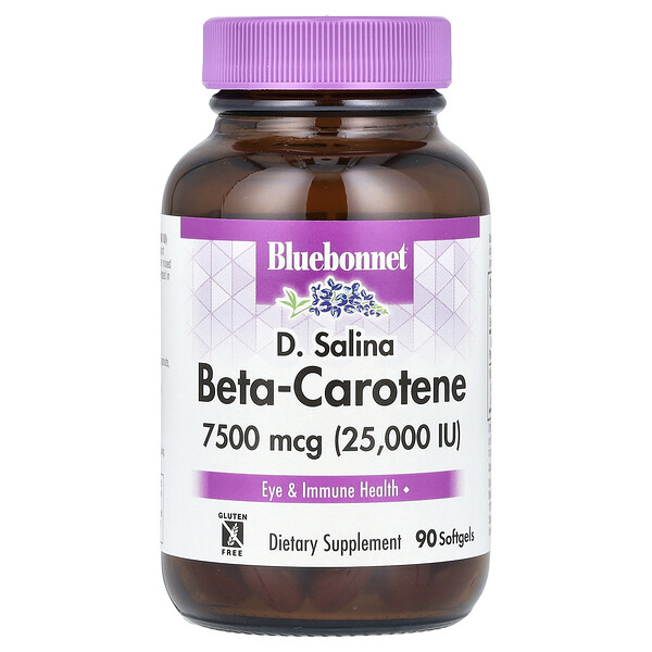 Бета-Каротин D. Salina - 7500 мкг (25000 МЕ) - 90 мягких капсул - Bluebonnet Nutrition Bluebonnet Nutrition