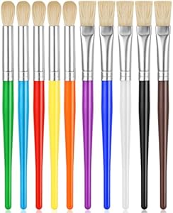 YGAOHF Kids Paint Brushes Bulk, Paint Brushes for Kids, 10 Pcs Round and Flat Paint Brush Set, Easy Hold and Clean Toddler & Preschool Paint Brushes for Acrylic Oil Watercolor Washable Paint Ygaohf