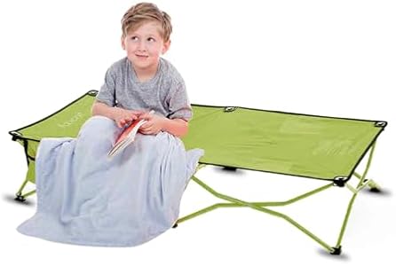 Joovy Foocot Travel Cot Featuring a Steel Frame and Tough Polyester Fabric, Storage Pocket, and Easily Folds into Included Travel Bag – Holds Kids Up to 48” Tall or 75 Lbs (Green) Joovy