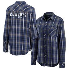 Женская одежда By Erin Andrews Темно-синяя клетчатая рубашка на пуговицах Dallas Cowboys с длинным рукавом Unbranded