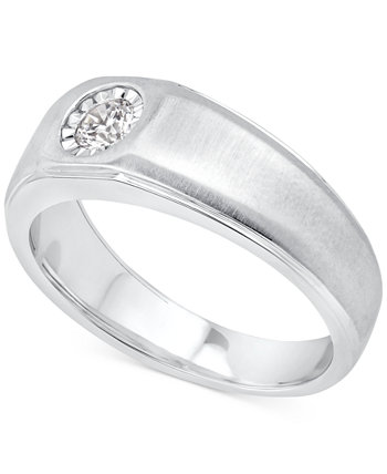 Мужское сертифицированное обручальное кольцо с бриллиантом (1/4 карата) с пасьянсом из 14-каратного золота с широкой полосой Macy's
