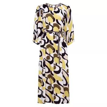 Bambi Abstract Linen-Blend Midi-Dress Diane von Furstenberg