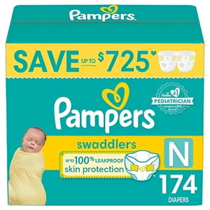 Pampers Swaddlers Diapers, Newborn (Less than 10 Pounds), 174 Count Pampers