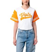 Women's Established & Co. White Tennessee Volunteers Baseball Jersey Cropped T-Shirt Established & Co