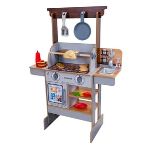 KidKraft Spin & Reveal Wooden Grill & Play Kitchen with Water-Reveal Food & 21 Accessories KidKraft