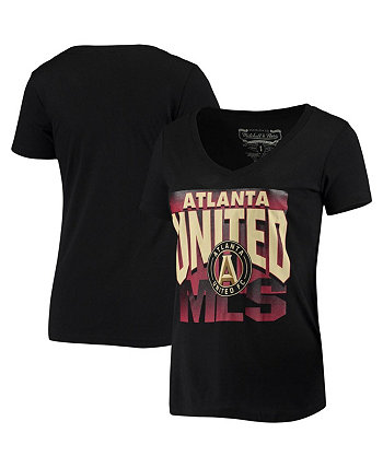 Черная женская футболка с v-образным вырезом Atlanta United FC Winning Streak Mitchell & Ness