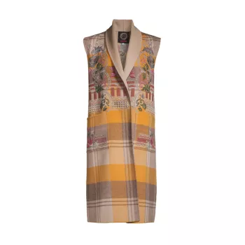 Molly Embroidered Plaid Vest Johnny Was
