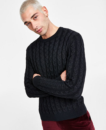 Мужской свитер классической вязки косой вязки с круглым вырезом, созданный для Macy's I.N.C. International Concepts