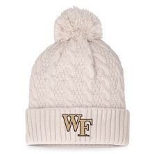 Women's Top of the World Cream Wake Forest Demon Deacons Pearl Cuffed Knit Hat with Pom Top of the World