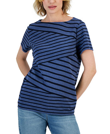 Women's Callie Stripe Short-Sleeve Top, Created for Macy's Karen Scott