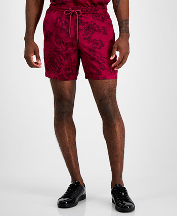 Мужские атласные шорты стандартного кроя Twilight с цветочным принтом шириной 7 дюймов, созданные для Macy's I.N.C. International Concepts