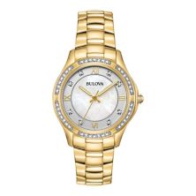 Женские золотые часы Bulova из нержавеющей стали с перламутром и кристаллами - 98L256 Bulova
