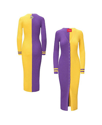 Женское фиолетово-золотое трикотажное платье-свитер на пуговицах Minnesota Vikings Shoko STAUD