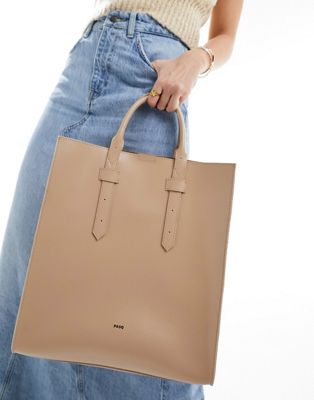 Структурированная сумка-тоут PASQ песочного цвета со съемным ремешком через плечо PASQ