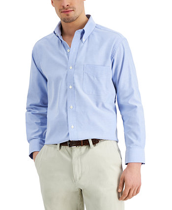 Мужская однотонная оксфордская рубашка классического / стандартного кроя, не требующая особого ухода, создана для Macy's Club Room