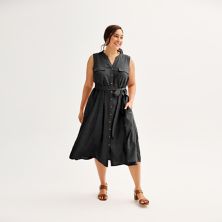 Платье-рубашка больших размеров Croft & Barrow® с Y-образным вырезом Croft & Barrow
