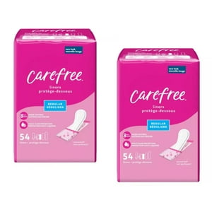 CAREFREE Acti-Fresh Body Shape Regular To Go Pantiliners, Unscented 54 ea (Pack of 2) Carefree