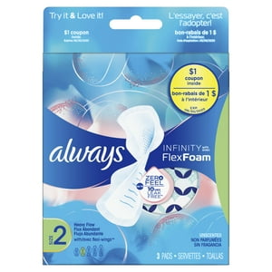 ALWAYS Infinity, Size 2, Super Sanitary Pads with Wings, Unscented, 3 Count Visit the Always Store