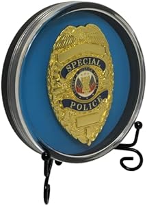 Kudos Badge Display Case with Stand - Shadow Box for Policeman, Fire Badge - Badge Holder Gift for Police, Cop, Security Officer or Firefighter Kudos