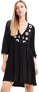 Desigual Women's Woman Woven Dress 3/4 Sleeve Desigual