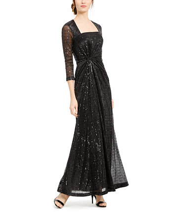 Calvin klein embellished mesh gown discount