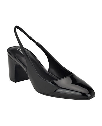 Женские туфли-лодочки с открытой пяткой и пяткой на блочном каблуке алого цвета Calvin Klein