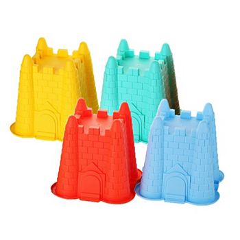 4 Pack Sand Castles Beach Buckets Toy Set, Colorful Sandcastle Mould Pails Build Me